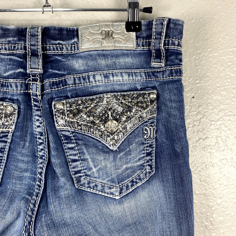 Vtg Y2K Miss Me Loose Fit Bedazzled Sequin Faded Grunge Mcbling Mid Rise Jeans - Picture 11 of 14